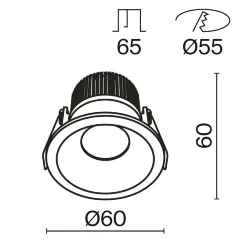 Встраиваемый светильник Zoom 3000K 1x6Вт 60° IP 65 Dim Triac (Черный)