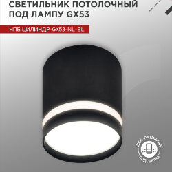 Светильник потолочный НПБ ЦИЛИНДР-GX53-NL-BL под лампу GX53 82х80мм черный IN HOME