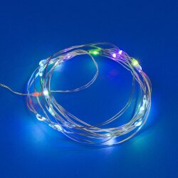 ULD-S0200-020-DTB-3AA-RC RGB IP20 DEW Гирлянда светодиодная Роса на батарейках 3AA не в-к, 2м, 20 светодиодов, RGB свет, Пульт ДУ в-к, Провод прозрачный, TM Uniel