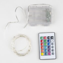 ULD-S0200-020-DTB-3AA-RC RGB IP20 DEW Гирлянда светодиодная Роса на батарейках 3AA не в-к, 2м, 20 светодиодов, RGB свет, Пульт ДУ в-к, Провод прозрачный, TM Uniel