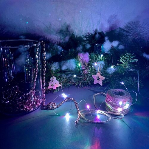 ULD-S0200-020-DTB-3AA-RC RGB IP20 DEW Гирлянда светодиодная Роса на батарейках 3AA не в-к, 2м, 20 светодиодов, RGB свет, Пульт ДУ в-к, Провод прозрачный, TM Uniel - фото 9