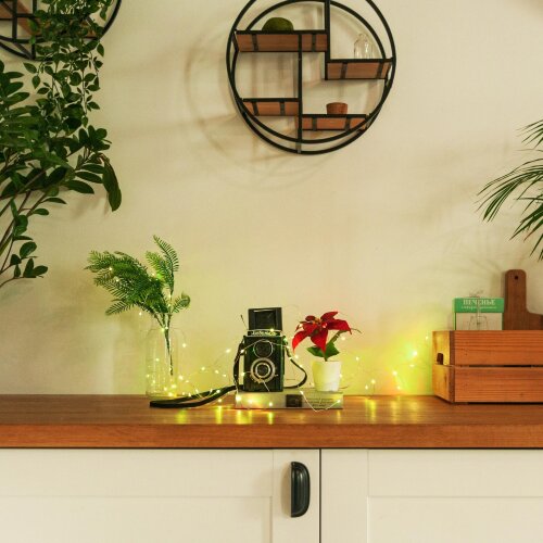 ULD-S0200-020-DTB-3AA-RC RGB IP20 DEW Гирлянда светодиодная Роса на батарейках 3AA не в-к, 2м, 20 светодиодов, RGB свет, Пульт ДУ в-к, Провод прозрачный, TM Uniel - фото 5