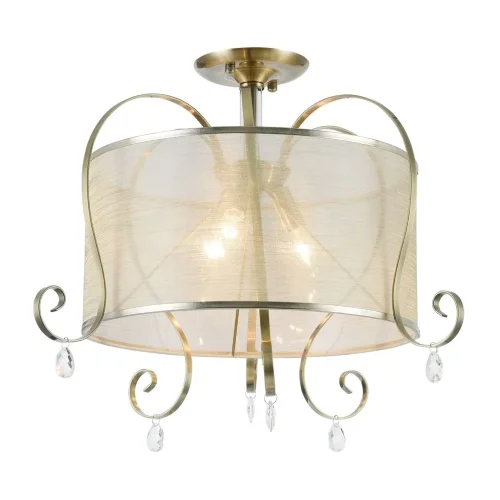 Светильники серии Simone выполнены в классическом стиле. Арматура цвета «античное серебро», абажуры из органзы на ПВХ. Люстры подходят для помещений с невысокими потолками благодаря конструкции «2 в 1». Дизайн изделий дополнен декоративными подвесками. (Б