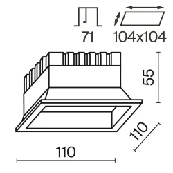 Встраиваемый светильник Okno 3000-4000-6000K 12W 100° IP 44 (Белый)