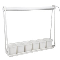 ULT-P56-10W-SPSB IP20 MARBLE ECONOM Набор Минисад, светильник для растений светодиодный с подставкой, Спектр для рассады и цветения, 6 кашпо в-к, мраморные, TM Uniel