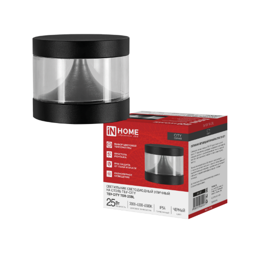 Светильник уличный светодиодный на столб ТБУ-CITY TOR-25BL 25Вт 3000/4000/6500К 90x120мм черный IP54 IN HOME - Фото