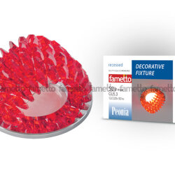 DLS-P110 GU5.3 CHROME-RED Светильник декоративный встраиваемый серия Peonia, Без лампы, цоколь GU5.3, Основание металл, цвет хром, Отделка стекло, цвет красный.