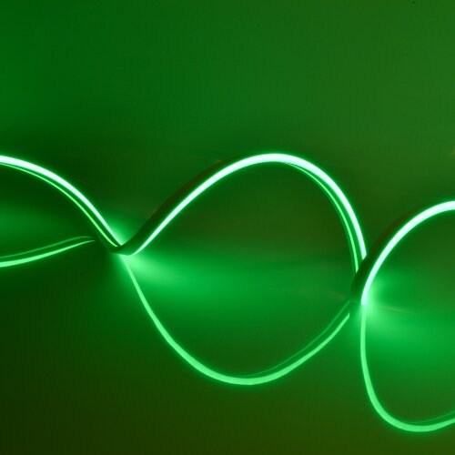 ULS-N01-2835-120LED-m-6mm-IP67-DC12V-9W-m-5M-GREEN Гибкая светодиодная лента, NEON, Катушка 5м, в блистере, Зеленый свет - фото 1