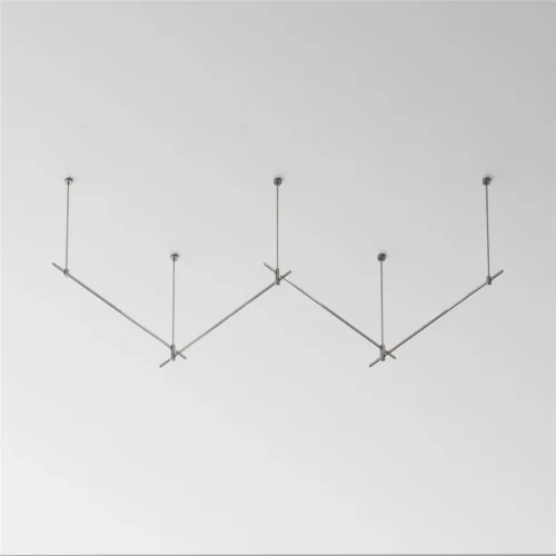 Готовая конструкция прямая 4м двухуровневая на жестких подвесах Long H804 мм без светильников и блока питания, платина (Платина) - фото