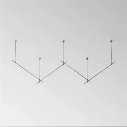 Готовая конструкция прямая 4м двухуровневая на жестких подвесах Long H804 мм без светильников и блока питания, платина (Платина)