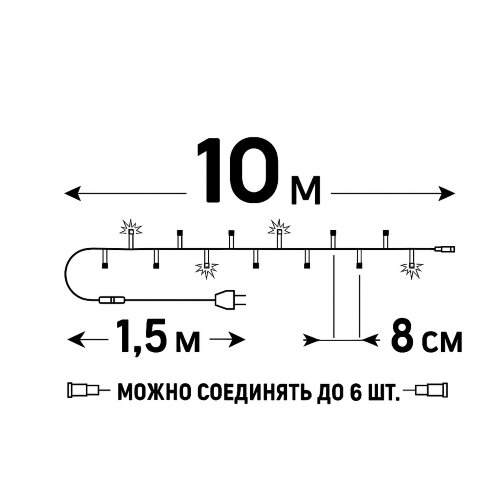 ULD-S1000-120-SWK MULTI IP67 Гирлянда светодиодная со статическим свечением, 10м, Соединяемая.120 светодиодов, Разноцветный свет, Провод белый - фото 9