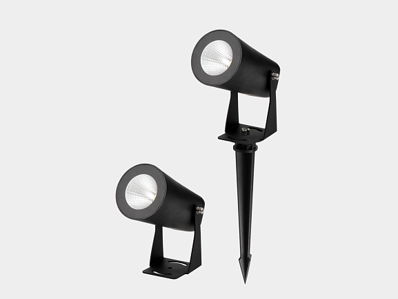 'Ландшафтный светодиодный светильник 7 Вт, 18°, 100-240В, 3000К (тёплый белый), IP65, чёрный, FL-F24A-7-BL-WW - фото