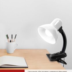 Светильник настольный под лампу на прищепке СНП 11Б-E27 БЕЛЫЙ (коробка) IN HOME