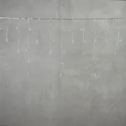 Гирлянда Бахрома на Батарейках 3 х 0,5 м Светло-Голубая, 100 LED, Провод Прозрачный Силикон, IP65