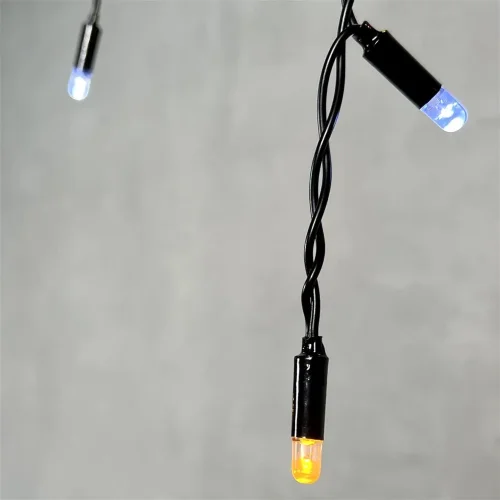 Гирлянда Бахрома с Колпачком 3,1 x 0,5 м Жёлтая с Мерцанием Белого Диода 220В, 120 LED, Провод Черный ПВХ, IP65. Фото 3.