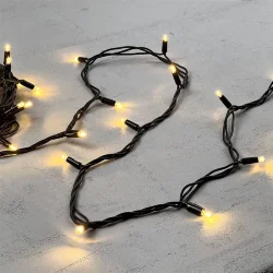 Гирлянда Нить 10м Тепло-Белая 24В, 75 LED, Провод Черный Каучук, IP65