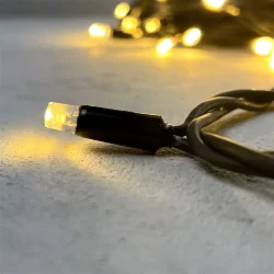 Гирлянда Нить 10м Тепло-Белая 24В, 75 LED, Провод Черный Каучук, IP65