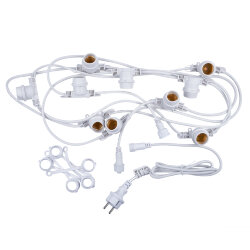 UDL-K121 10-E27-5M IP65 WHITE BELT-LIGHT Гирлянда Белт-лайт, 5м + 1.5м сетевой шнур, 10 патронов E27, шаг 50см, Белая, TM Uniel