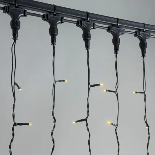 Гирлянда Занавес 2 x 2 м Желтый 220В, 400 LED, Провод Черный ПВХ, IP54. Фото 2.