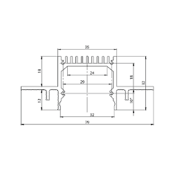 'Встраиваемый в гипсокартон алюминиевый профиль Design LED без видимой рамки LG35, 2500 мм, анодированный, LG35-R 010361