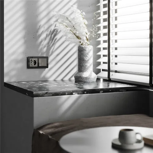 Выключатель одноклавишный проходной с подсветкой (графит акрил) W1112144 - фото 2