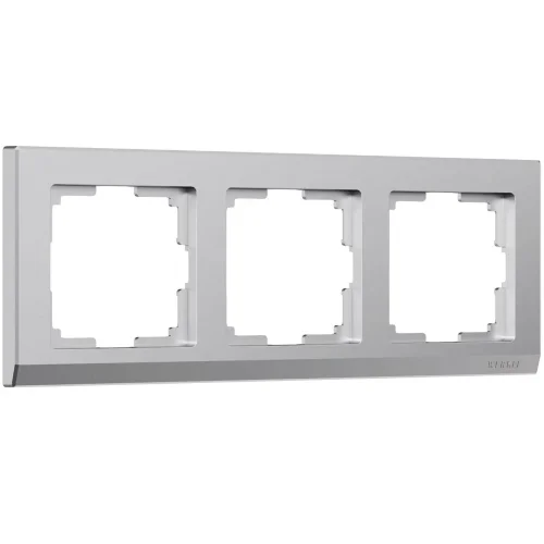 Рамка из поликарбоната на 3 поста Stark серебряный матовый W0031865 - фото