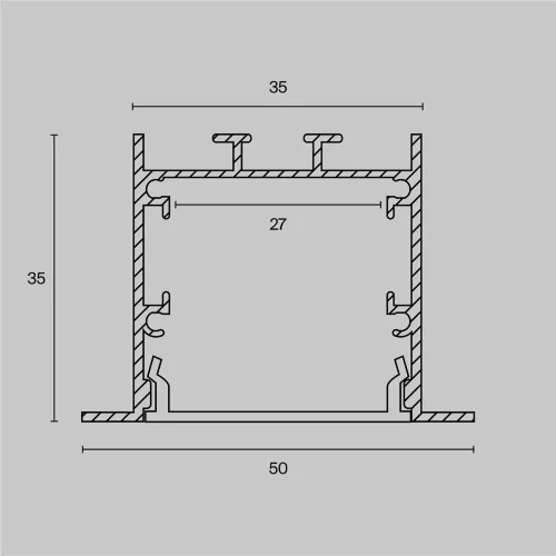 Алюминиевый профиль встраиваемый с фланцем 50×35 (Серебро, 2 м), ALM-5035-S-2M (Серебро) - фото 2
