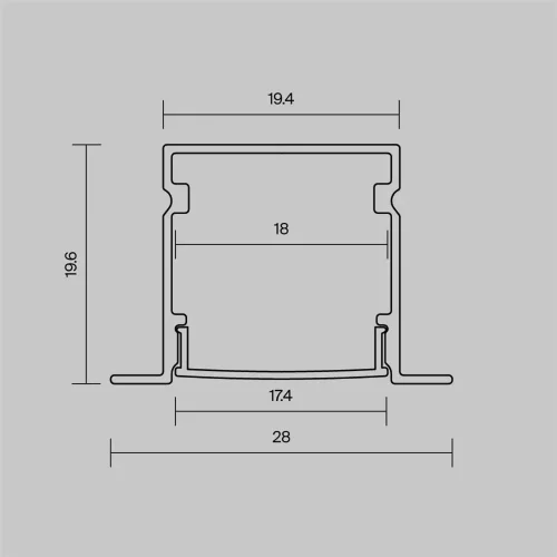 Алюминиевый профиль встраиваемый с накладным фланцем 27x20 (Серебро, 2 м), ALM-2720-S-2M 632017 (Серебро) - фото 5