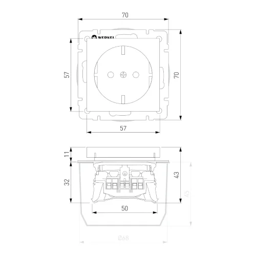 Розетка с заземлением (шампань рифленый) W1171010 - фото 8