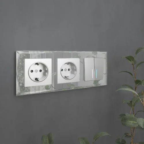 Рамка из стекла на 3 поста Diamant зеркальный W0031220 - фото 4