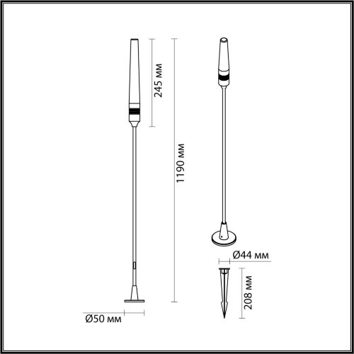 Ландшафтный светильник «ODEON LIGHT» 7020/4GB, серия: CANNA (крепление на основание; колышек). Фото 3.