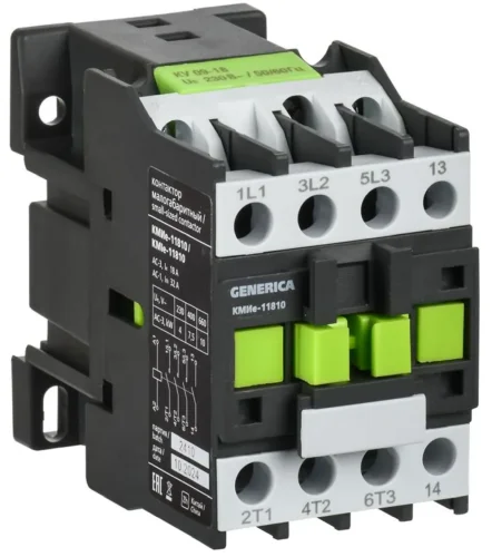Контактор КМИе-11810 18А 230В/АС3 1НО GENERICA KKME11-018-230-10 - фото