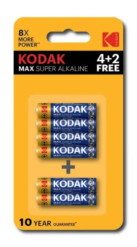 Элемент питания алкалиновый AAA/LR03 1.5В MAX SUPER Alkaline (блист.6шт) KODAK Б0064252 - фото