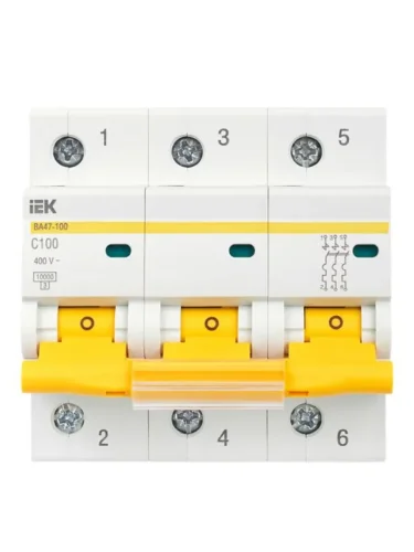 Выключатель автоматический модульный 3п C 100А 10кА ВА47-100 KARAT IEK MVA40-3-100-C - фото 2