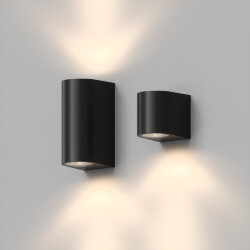 Настенный уличный светильник NARVIK, IP44, 2хGU10 LED, до 15 Вт, черный, алюминий, Denkirs DK9791-BK