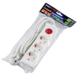 S-GCU3-3B WHITE Удлинитель серии Ultra, шнур 3м., 3 гнезда, 16A, с-з, Белый, TM Uniel