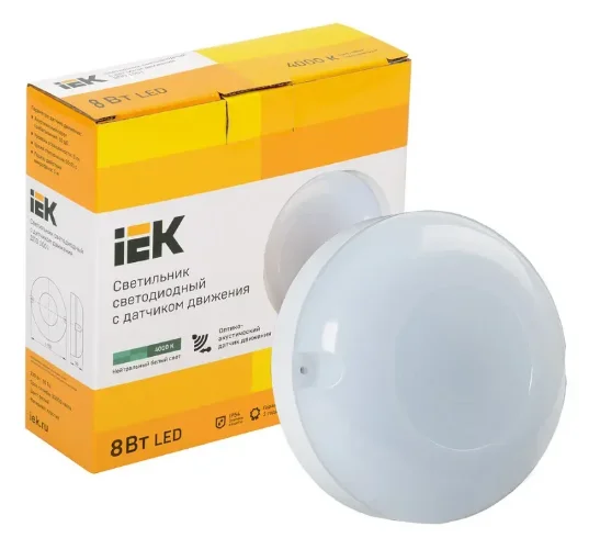 Светильник светодиодный накладной 8W/4000K IP54 | Акустический датчик | - IEK. Фото 2