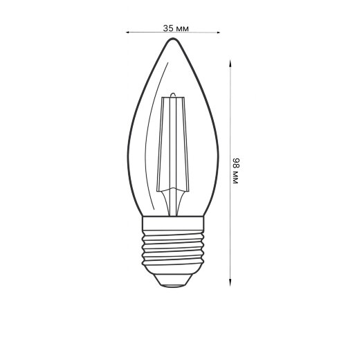 LED-C35-5.5W-4000K-E27-CL-SLF Лампа светодиодная, Форма свеча, прозрачная, Белый свет 4000K - фото 4