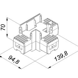 Т-образный алюминиевый соединитель профиля 7050 серый
