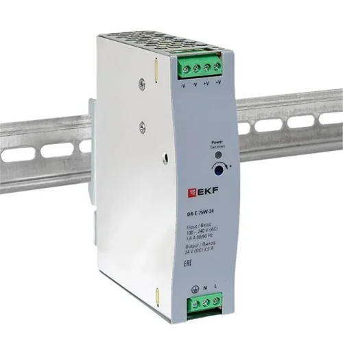 Блок питания на дин рейку 75Вт Uвх 220В AC Uвых 24В DC постоянного тока EKF DR-E-75W-24 - фото 2