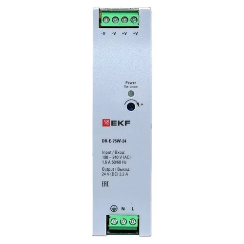 Блок питания на дин рейку 75Вт Uвх 220В AC Uвых 24В DC постоянного тока EKF DR-E-75W-24 - фото 3