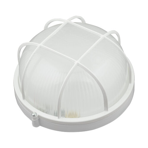 ULW-K22A 8W-4000K IP54 WHITE Светильник светодиодный влагозащищенный, Круг с решеткой, Белый свет 4000K, 600Лм, Диаметр 188мм, Корпус белый - фото 1