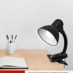 Светильник настольный под лампу на прищепке СНП 11Ч-E27 ЧЕРНЫЙ (коробка) IN HOME