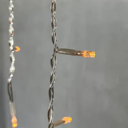 Гирлянда Бахрома 3,1 x 0,5 м Желтая 220В, 150 LED, Провод Прозрачный ПВХ, IP54. Фото 3.