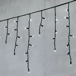Гирлянда Бахрома 3,1 x 0,5 м Белая с Мерцанием Белого Диода 220В, 120 LED, Провод Черный Каучук, IP65