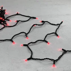 Гирлянда Нить 10м Красная 24В, 75 LED, Провод Черный Каучук, IP65