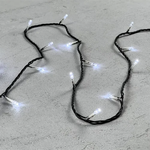 Гирлянда Нить с Контроллером 10м Белая 220В, 100 LED, Провод Черный ПВХ, IP20. Фото 4.