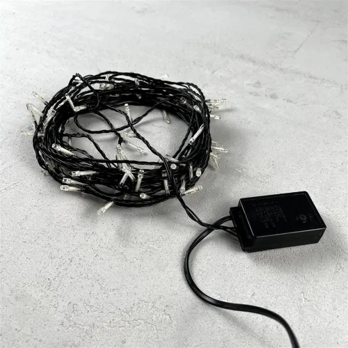 Гирлянда Нить с Контроллером 10м Белая 220В, 100 LED, Провод Черный ПВХ, IP20. Фото 5.