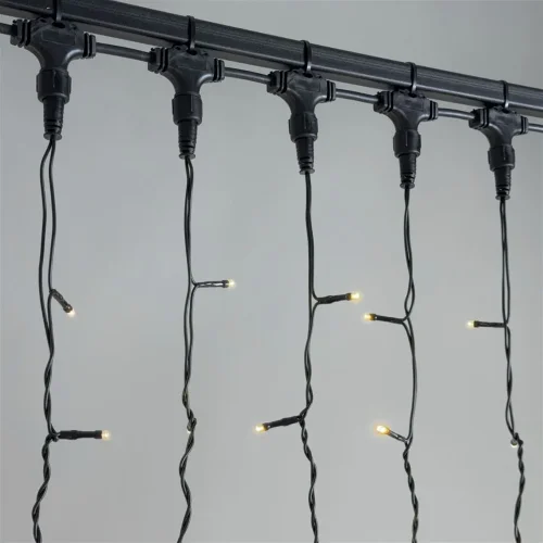 Гирлянда Занавес 2 x 2 м Тепло-Белый 220В, 400 LED, Провод Черный ПВХ, IP54. Фото 2.