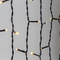 Гирлянда Занавес 2 x 2 м Тепло-Белый 220В, 400 LED, Провод Черный ПВХ, IP54